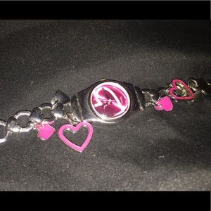Pink hearted bracelet/watch
